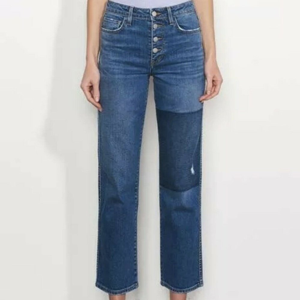 Sundry Love Rainbow Patch Button Fly Cropped Jean… - image 1